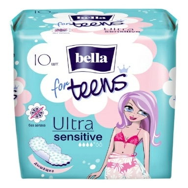 Bella for Teens Ultra Sensitive Супертонкие женские гигиенические впитывающие прокладки, 10 шт