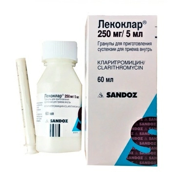 Лекоклар гранулы для приготовления суспензии для приема внутрь 250мг/5мл во флаконе 60мл №1