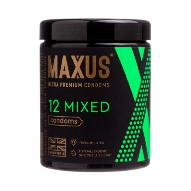 Набор презервативов гладкие и текстурированные Maxus Mixed 12шт:гладкие-8 шт, текстурированные-4 шт