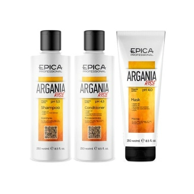 EPICA Professional Набор для придания блеска волосам с маслом арганы Argania Rise ORGANIC (Шампунь 250мл + Кондиционер 250 мл + Маска 250мл)