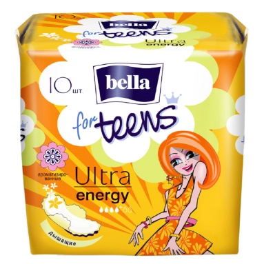 Bella for Teens Ultra Energy Супертонкие женские гигиенические впитывающие ароматизированные прокладки, 10 шт
