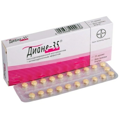 Диане-35 таблетки п/о 2мг/0,035мг №21х1