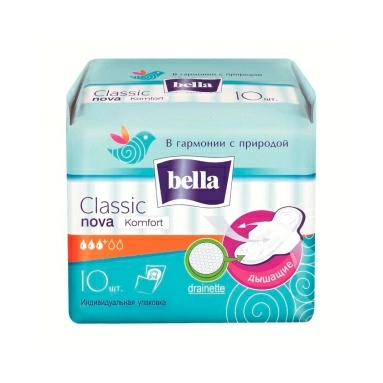 Bella Classic Nova comfort (drainette) Прокладки женские гигиенические впитывающие 10 шт (индивид. упак.)