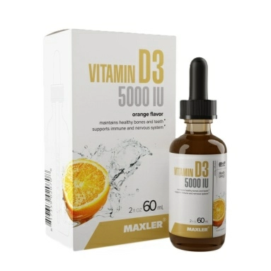 MAXLER БАД «Витамин Д3 5000 IU» вкус апельсин, жидкость 60 мл