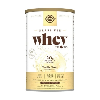 Solgar Белковая сыворотка Вэй ту гоу со вкусом ванили, БАД (порошок массой 338г с мерной ложкой 26г)