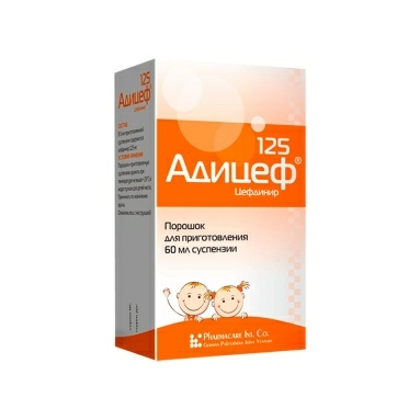 Адицеф порошок для приготовления 60мл суспензии для приема внутрь 125мг/5мл во флаконе №1