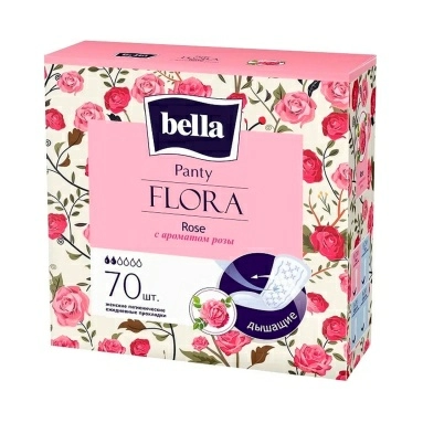 Bella Panty FLORA Rose Прокладки женские гигиенические ежедневные с ароматом розы 70 шт