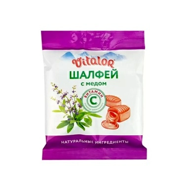 Леденцовая карамель с вит С со вкусом шалфея с мёдом масса 3,8г (бон-бон)