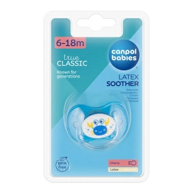 Сanpol babies Соска -пустышка латексная 6-18 мес, Арт.22/607_new (роз, зелен, голуб) 1 шт