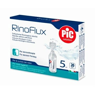 Раствор физиологический cтерильный RinoFlux для ингаляций и очистки носа, во флаконах 5,0 мл №20