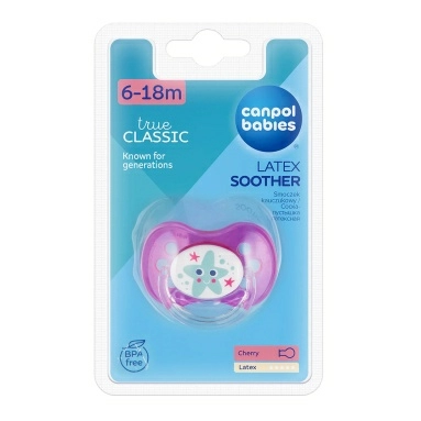 Сanpol babies Соска -пустышка латексная 6-18 мес, Арт.22/607_new (роз, зелен, голуб) 1 шт