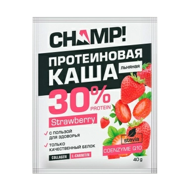 Каша протеиновая льняная Клубничная с коэнзимом Q10. Пакет 40 г