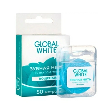 GLOBAL WHITE Зубная нить со вкусом мяты