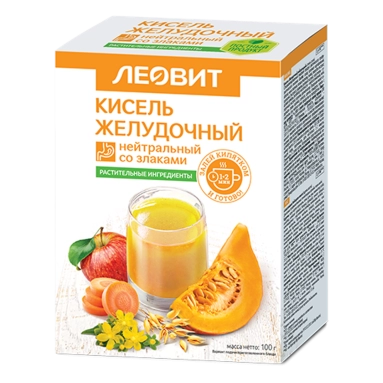 Кисель "Желудочный нейтральный". Специализированный пищевой продукт диетического профилактического питания. 5 пакетов по 20 г. Упаковка 100 г
