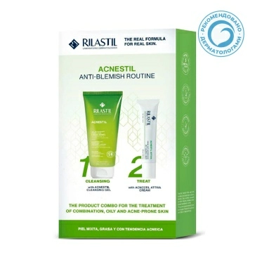 Rilastil Acnestil Набор: Очищающий гель восстанавливающий баланс, 200 мл ATTIVA Крем для кожи с несовершенствами, склонной к акне, 40 мл