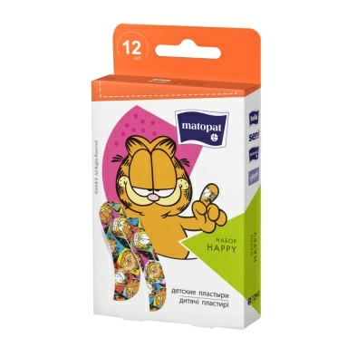 Набор пластырей МАТОРАТ HAPPY размеры: 25 мм х 76 мм, 19 мм х 76 мм