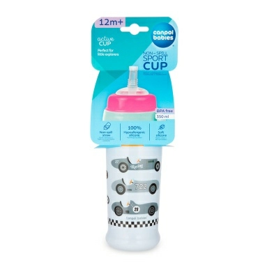 Canpol babies Поильник с силиконовой трубочкой, 12+, 350 мл, арт.56/516_blu