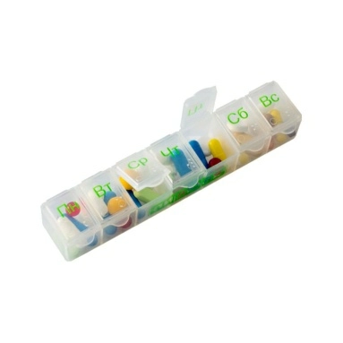 Таблетница ПИЛЮЛЯ для лекарственных средств на неделю "Пенал"(с.Брайля)