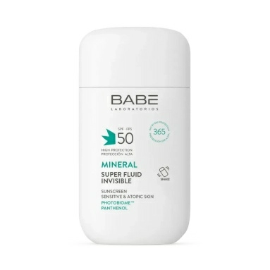 "LABORATORIOS BABE" Минеральный солнцезащитный суперфлюид для лица SPF50 для чувствительной и атопической кожи / MINERAL SUPER FLUID INVISIBLE SUNSCREEN SPF 50, 50 мл