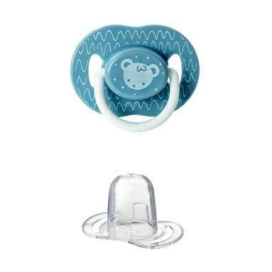 Bebaby Соска-пустышка силиконовая, круглая форма, в комплекте защитный колпачок, 0-6 мес (синий, розовый,зеленый), арт.LM-9228/1