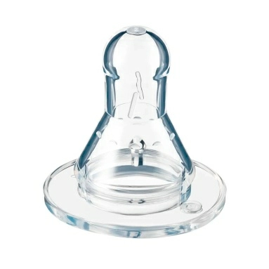 Bebaby Соска молочная силиконовая круглая, антиколиковый клапан, для бутылочки со стандартным горлышком, имитирует сосок мамы, средний поток, 6 мес+ , арт. R-01S/L